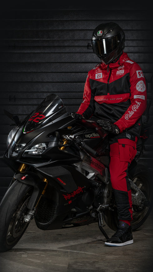 Ride Rich Concord V2 Flow Mesh Armoured GP Anorak Motorcycle Jacket - Red